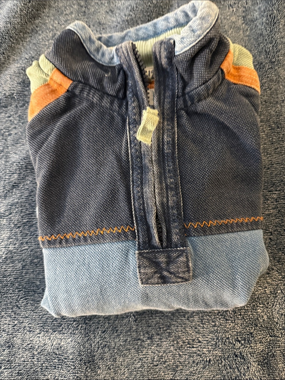 Fat Face Kids Colorblock Half-Zip Jacket in Blue, Orange & Green - Picture 7 of 7